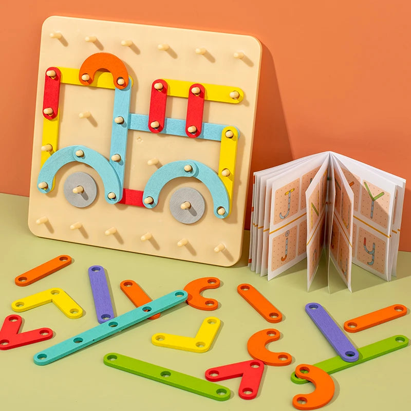 Wooden Geometric Pegboard Set
