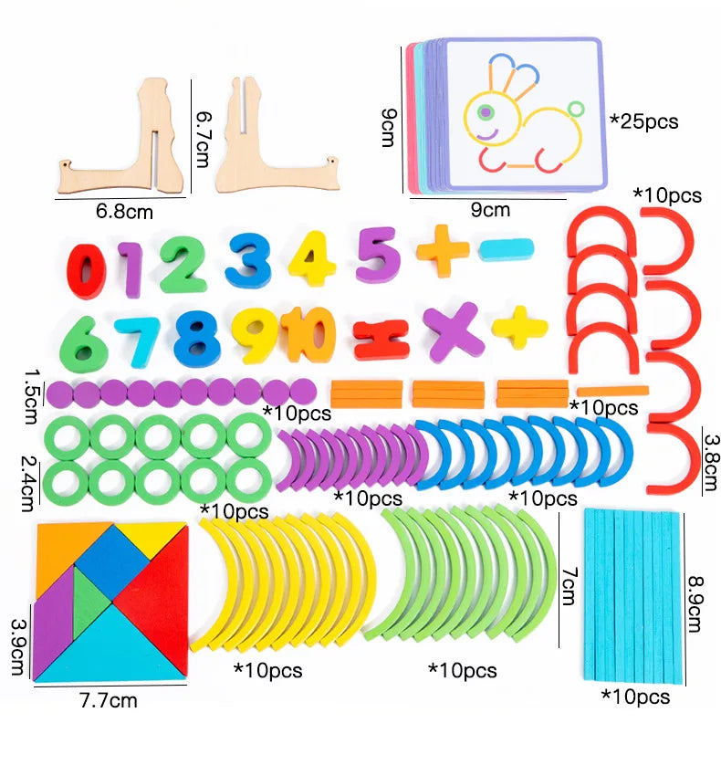 Wooden Sticks & Rings Puzzle Set