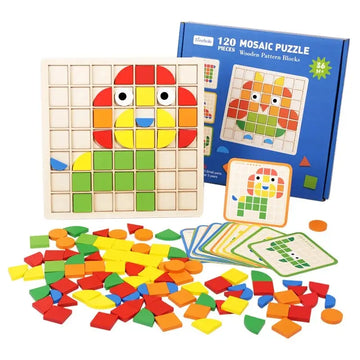 Wooden Mosaic Puzzle Blocks Set