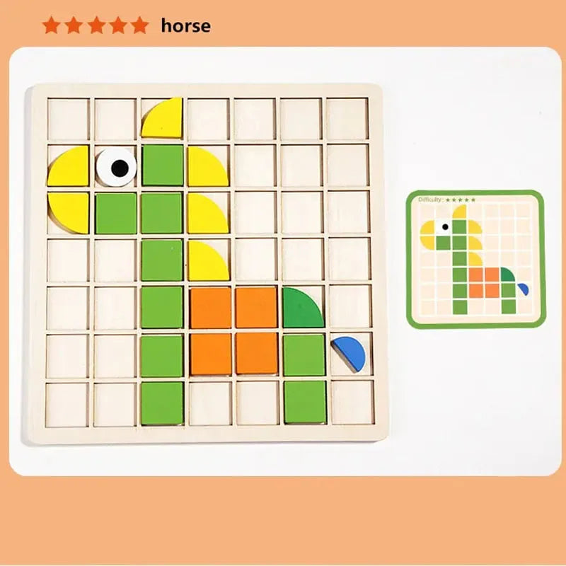 Wooden Mosaic Puzzle Blocks Set