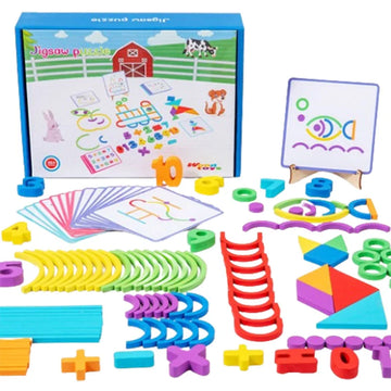 Wooden Sticks & Rings Puzzle Set