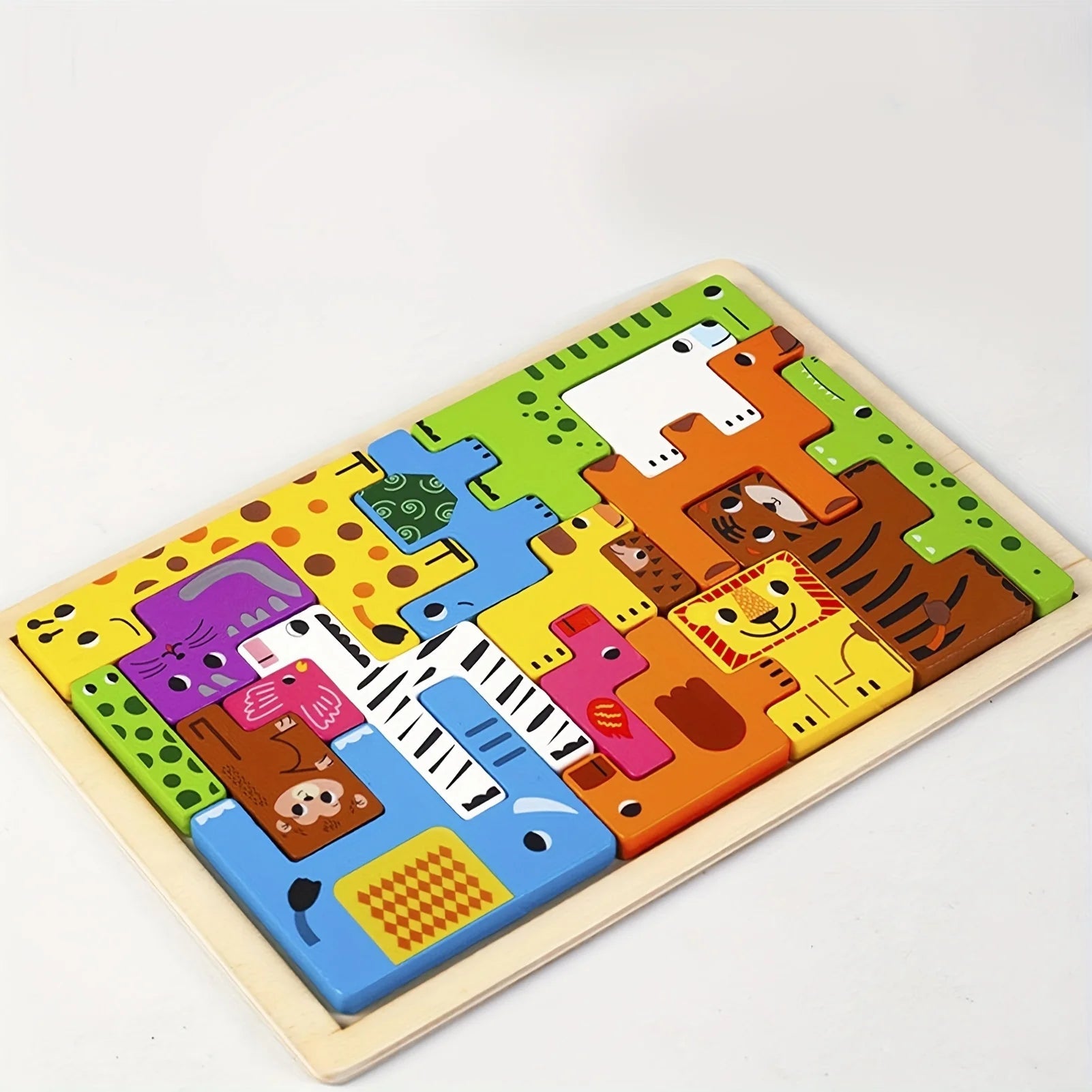 Animal Wooden Block Puzzles - Bright Yellow Fox