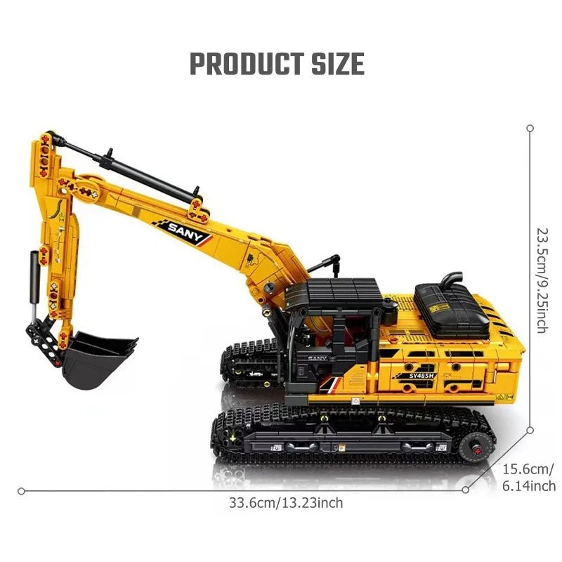 Excavator Building Block Model Set - Bright Yellow Fox
