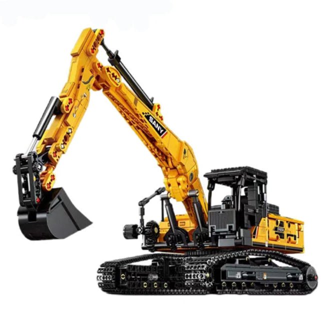 Excavator Building Block Model Set - Bright Yellow Fox