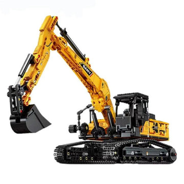 Excavator Building Block Model Set - Bright Yellow Fox