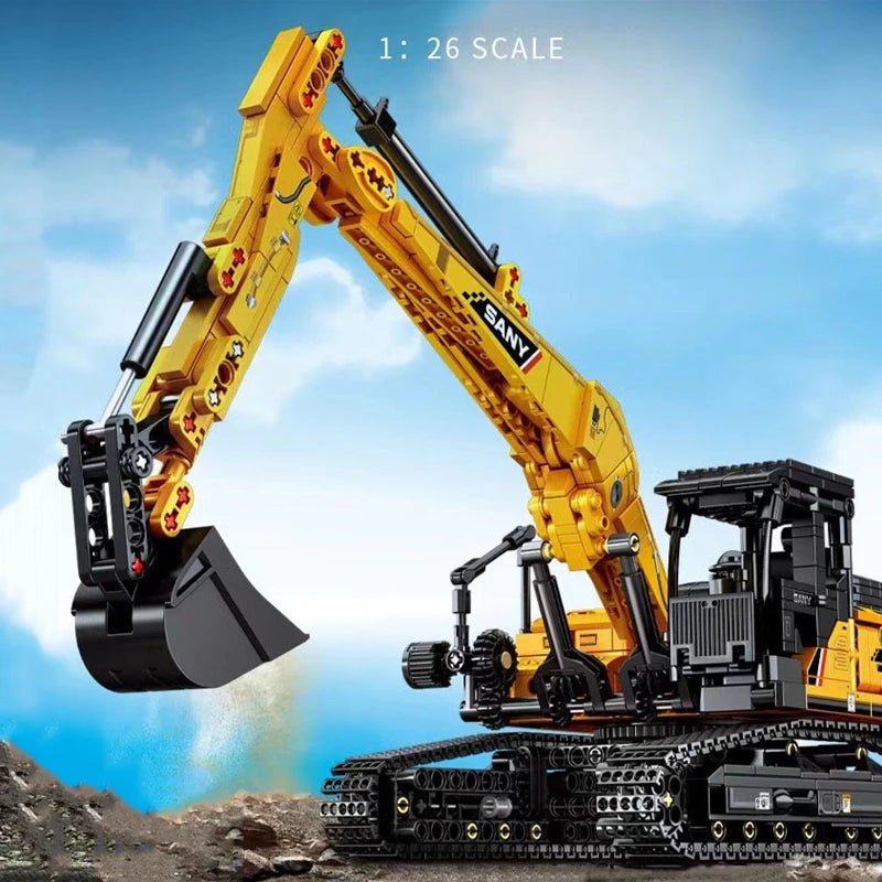 Excavator Building Block Model Set - Bright Yellow Fox