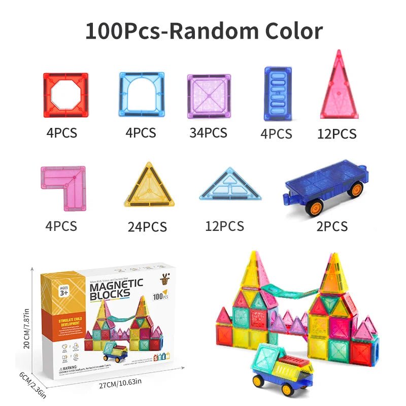 Magnetic Tile Building Blocks Set - Bright Yellow Fox