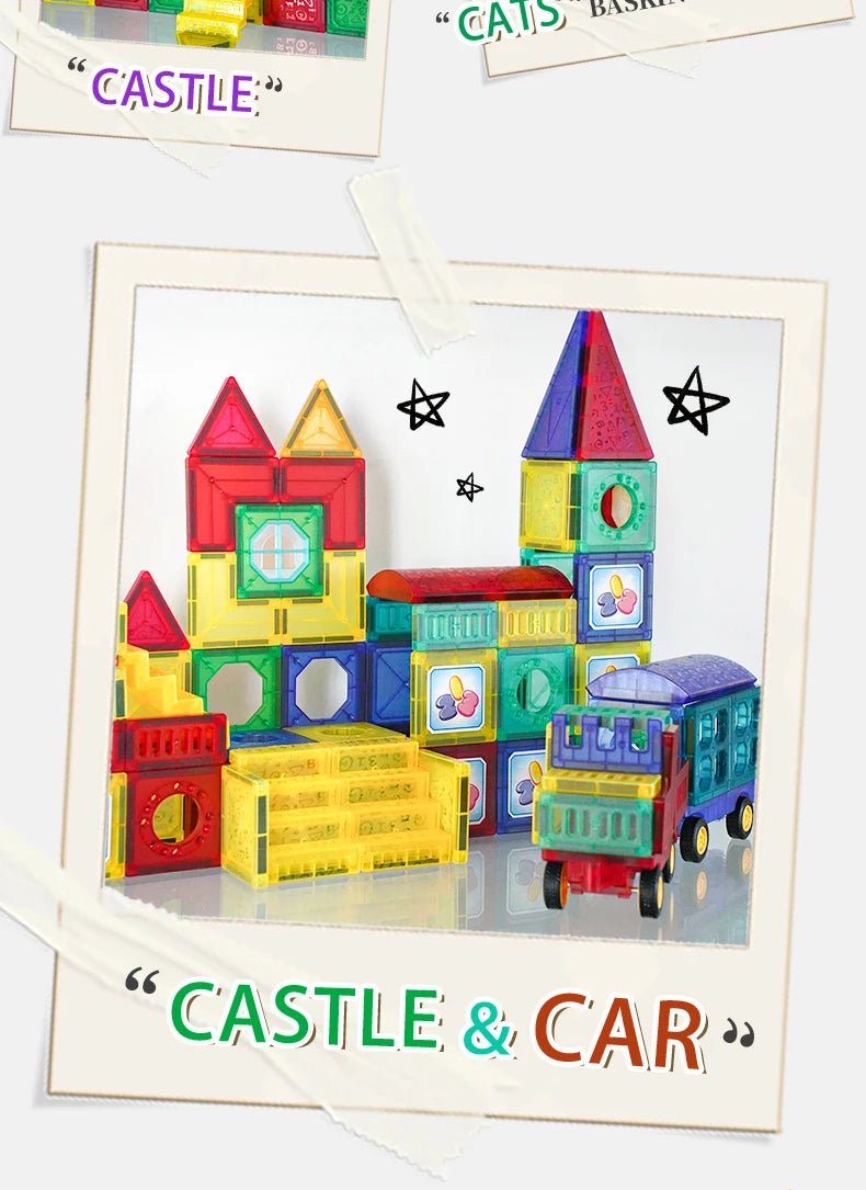 Magnetic Tile Building Blocks Set - Bright Yellow Fox