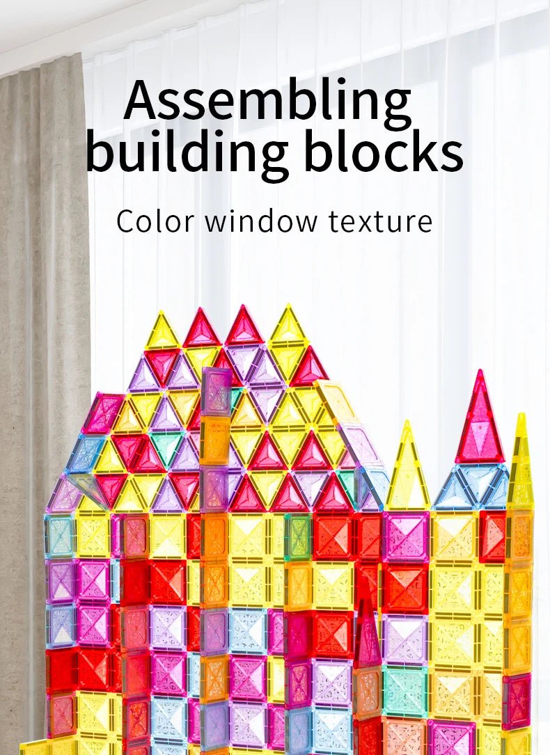 Magnetic Tile Building Blocks Set - Bright Yellow Fox