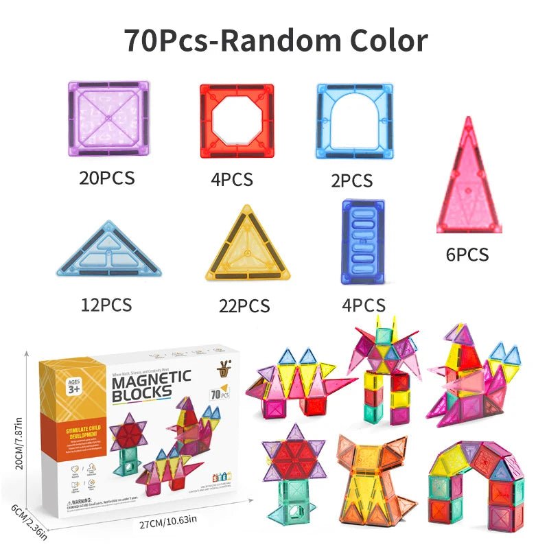 Magnetic Tile Building Blocks Set - Bright Yellow Fox