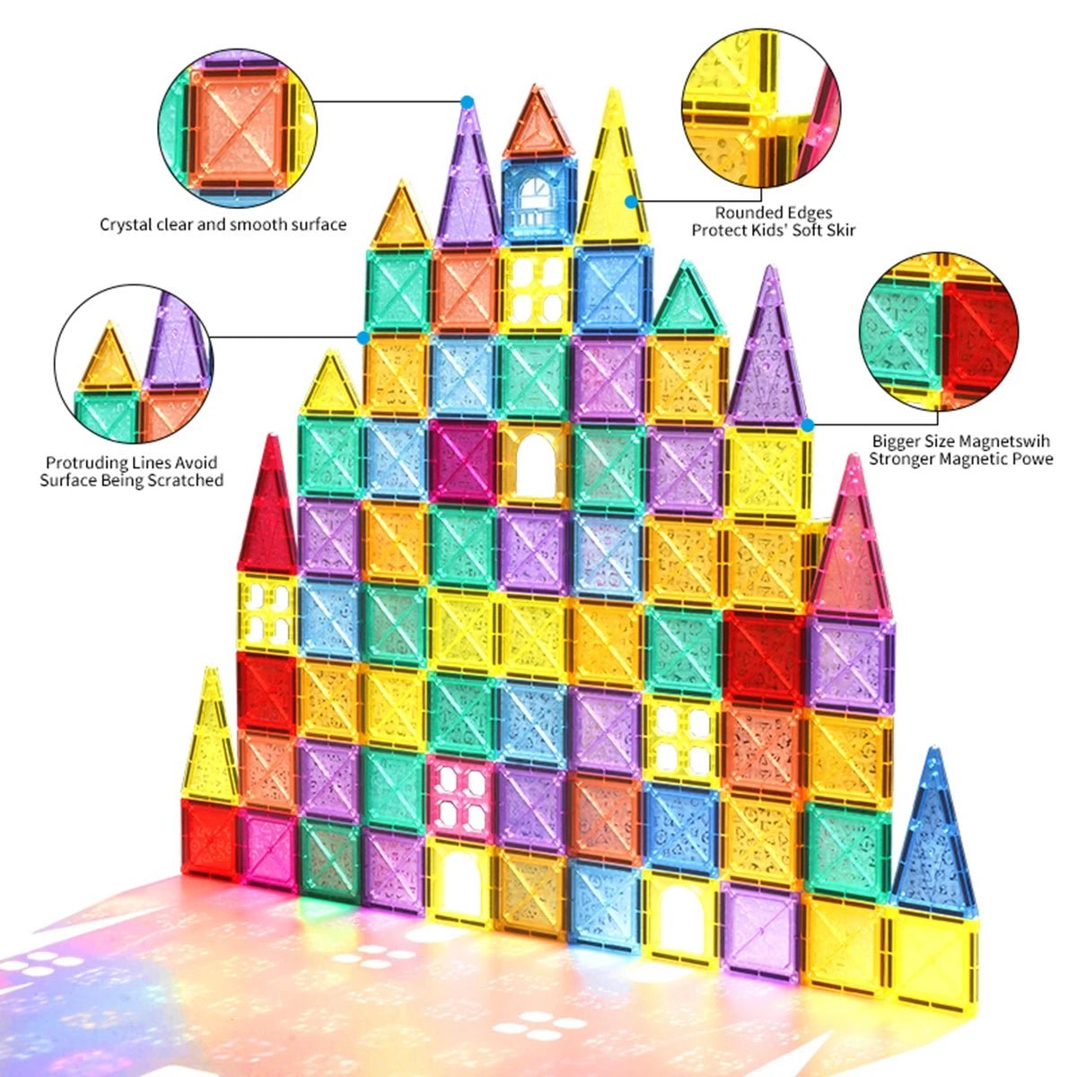 Magnetic Tile Building Blocks Set - Bright Yellow Fox