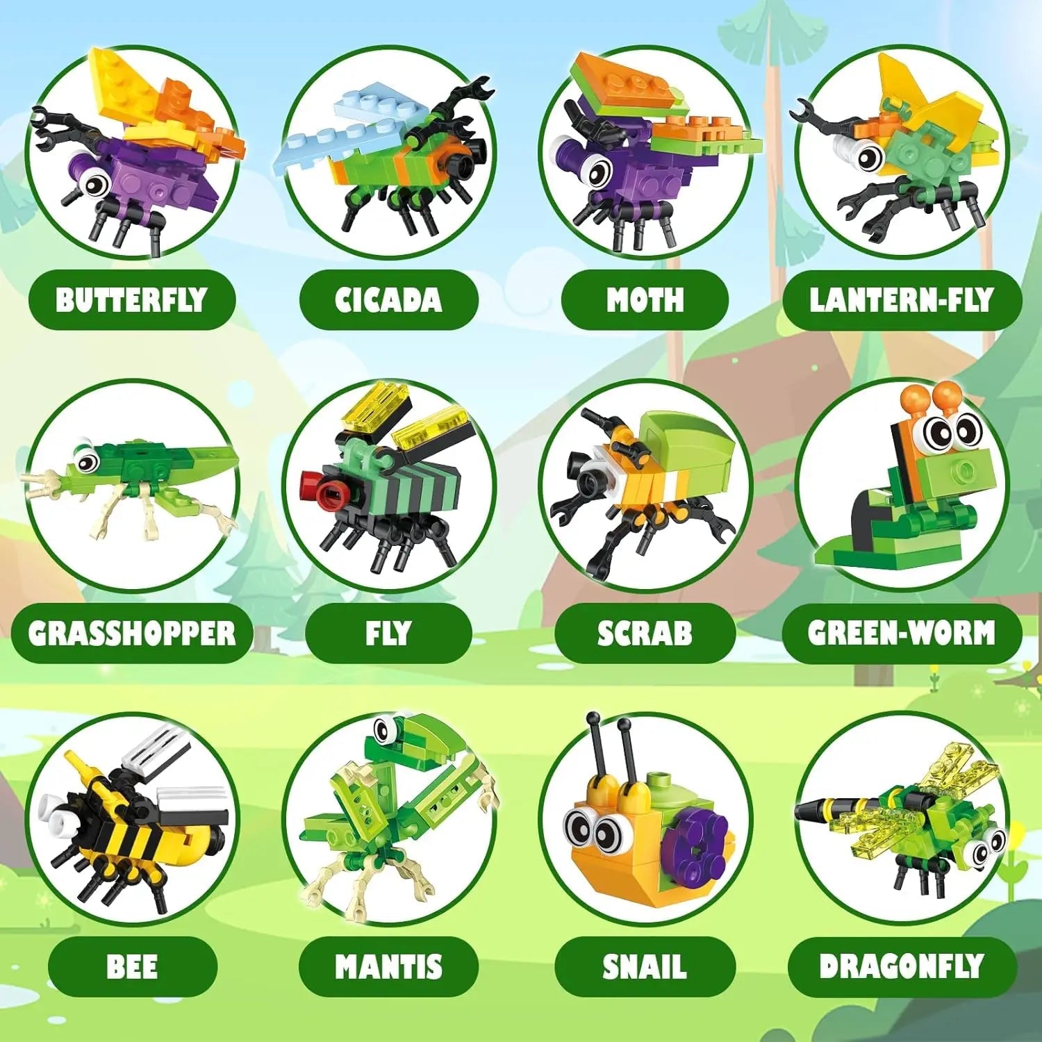 Mini Insect Building Blocks Set - Bright Yellow Fox