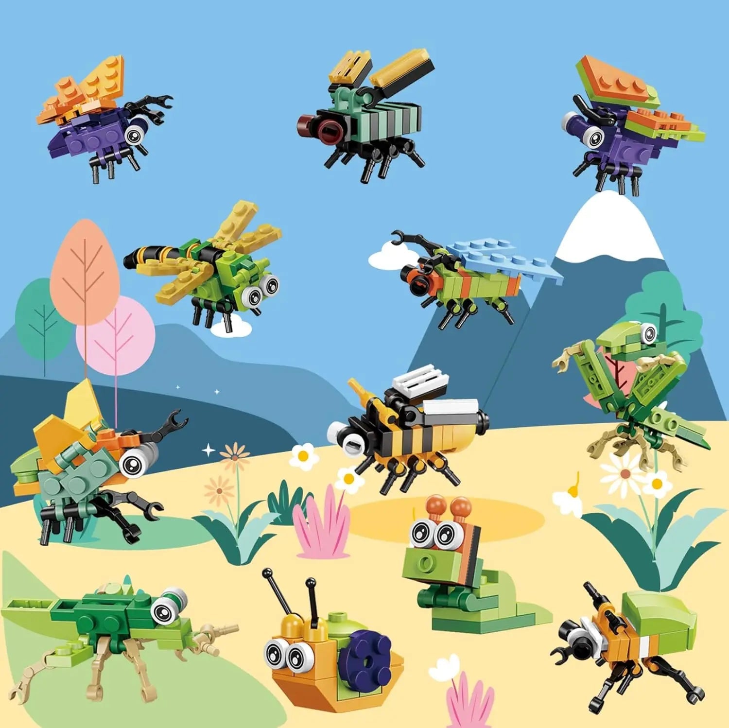 Mini Insect Building Blocks Set - Bright Yellow Fox