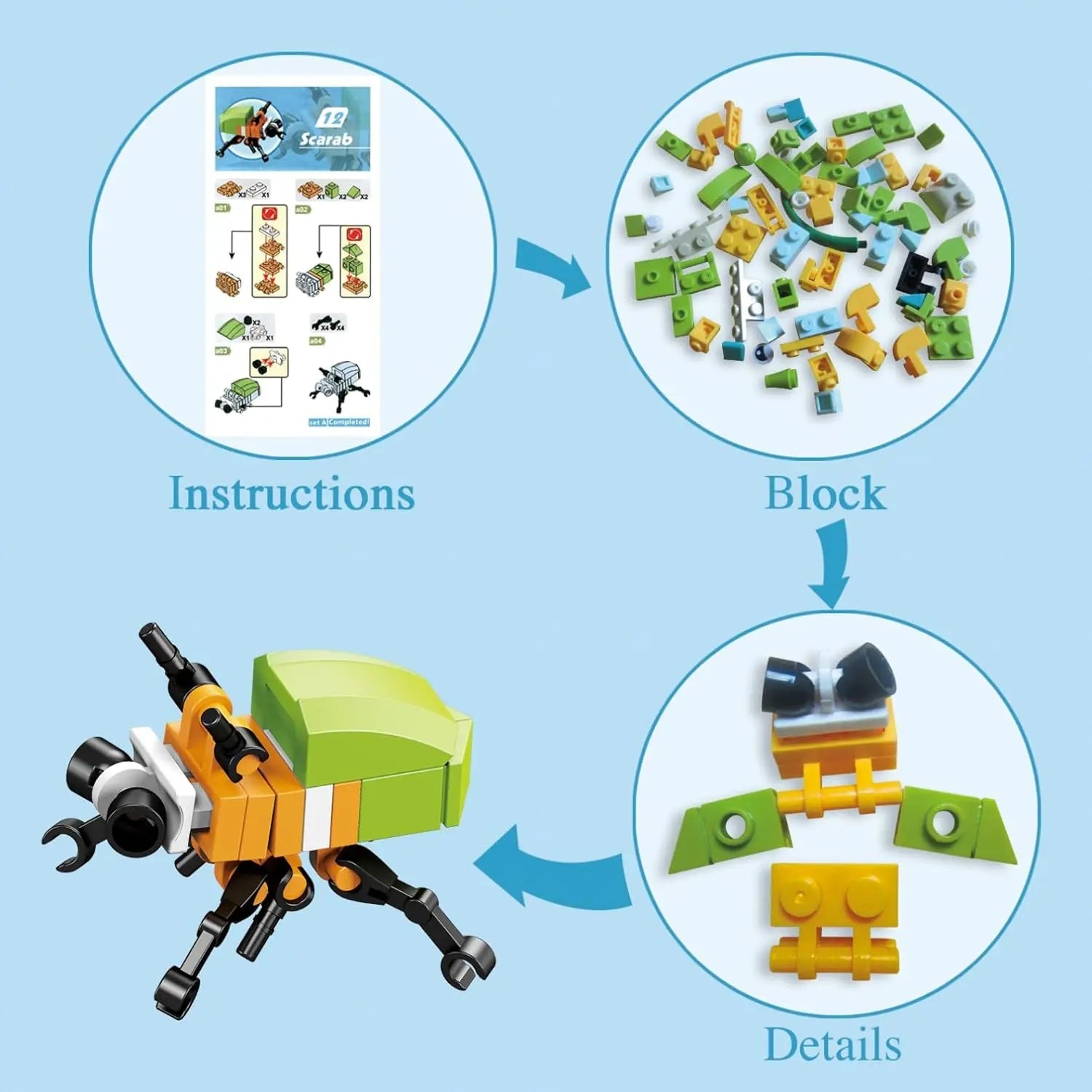 Mini Insect Building Blocks Set - Bright Yellow Fox