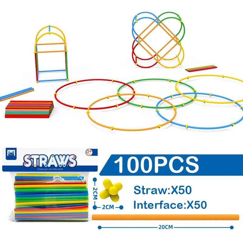 Straw STEM Construction Toy Set - Bright Yellow Fox