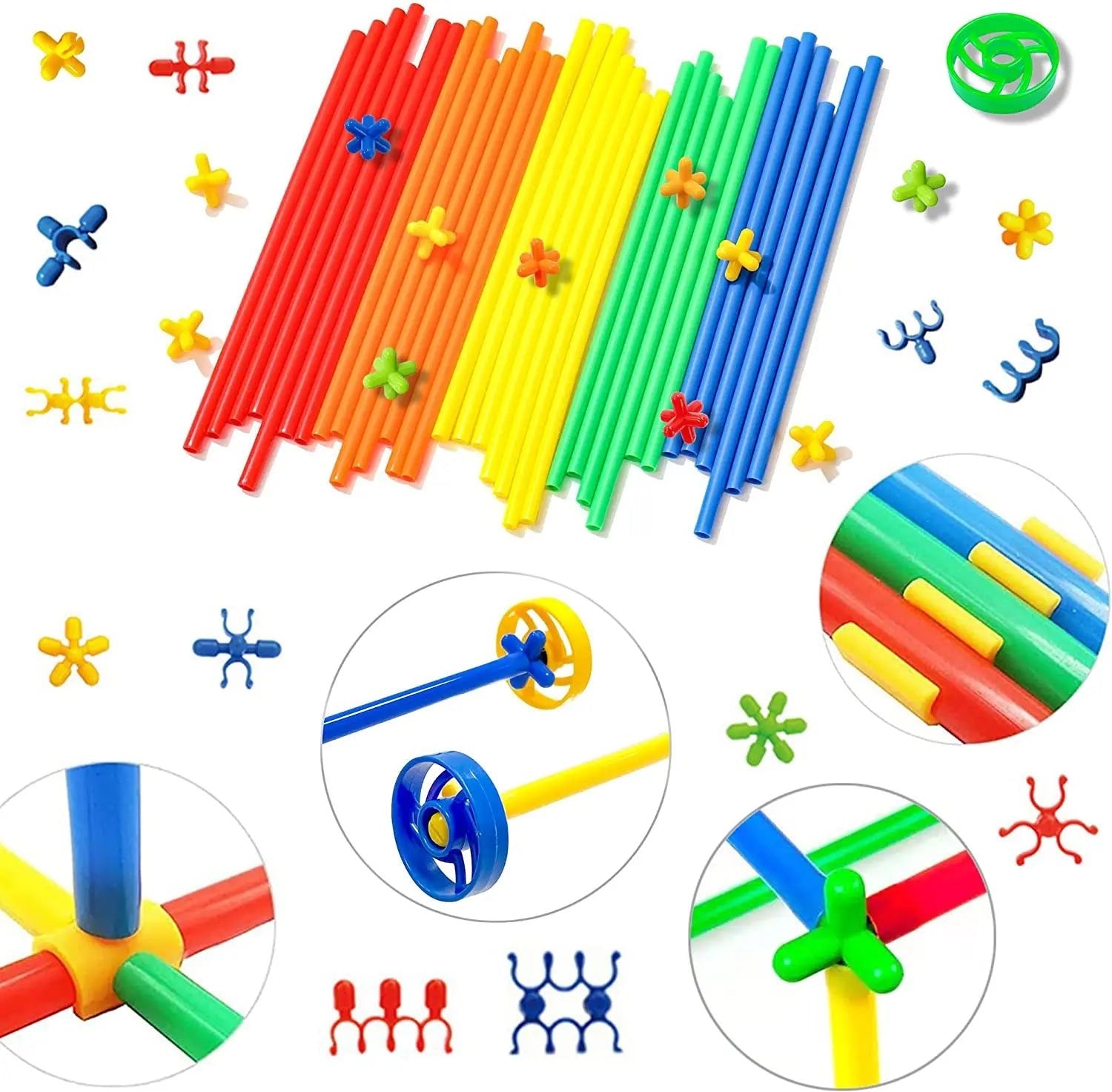 Straw STEM Construction Toy Set - Bright Yellow Fox