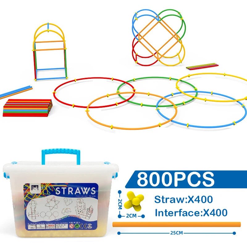 Straw STEM Construction Toy Set - Bright Yellow Fox