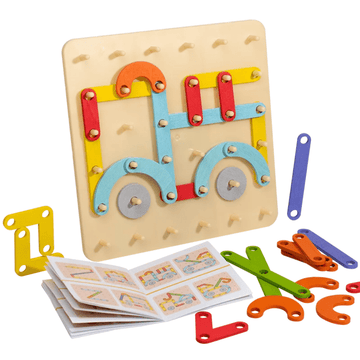 Wooden Geometric Pegboard Set - Bright Yellow Fox