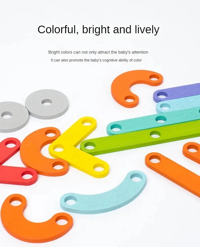 Wooden Geometric Pegboard Set - Bright Yellow Fox