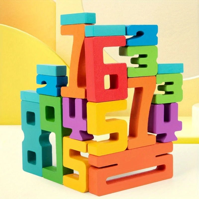 Wooden Number Blocks Set - Bright Yellow Fox