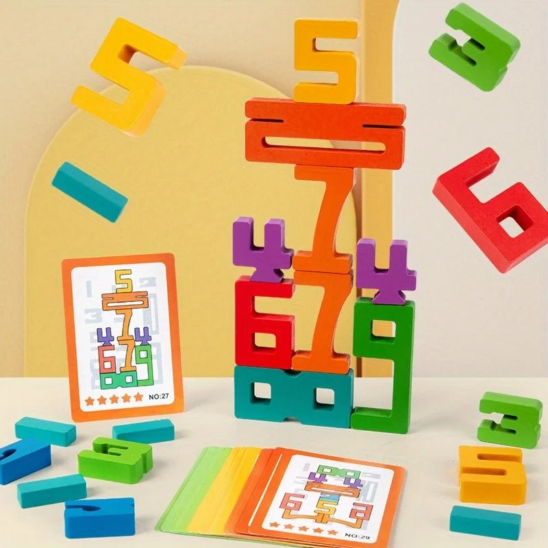 Wooden Number Blocks Set - Bright Yellow Fox