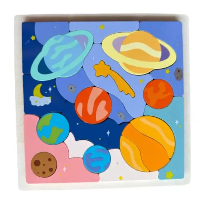 Wooden Solar System Puzzle - Bright Yellow Fox