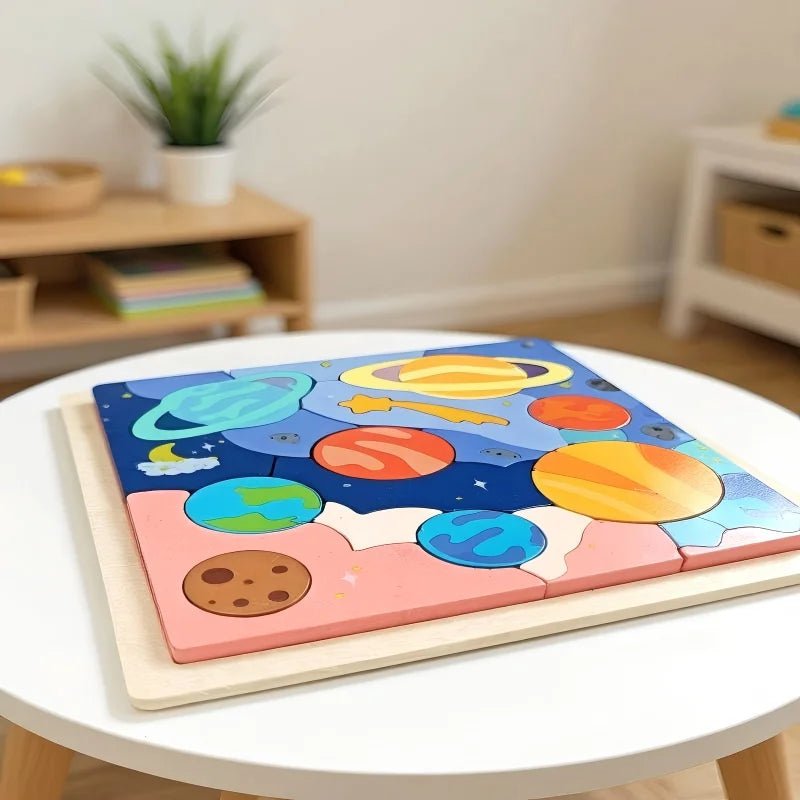 Wooden Solar System Puzzle - Bright Yellow Fox