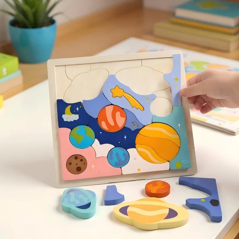 Wooden Solar System Puzzle - Bright Yellow Fox