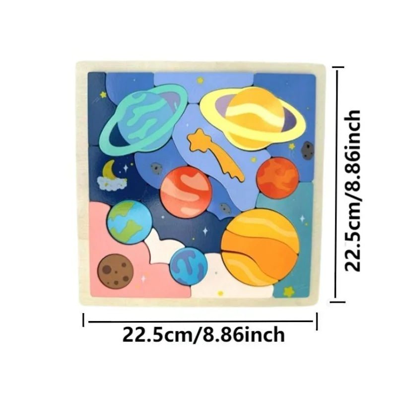 Wooden Solar System Puzzle - Bright Yellow Fox