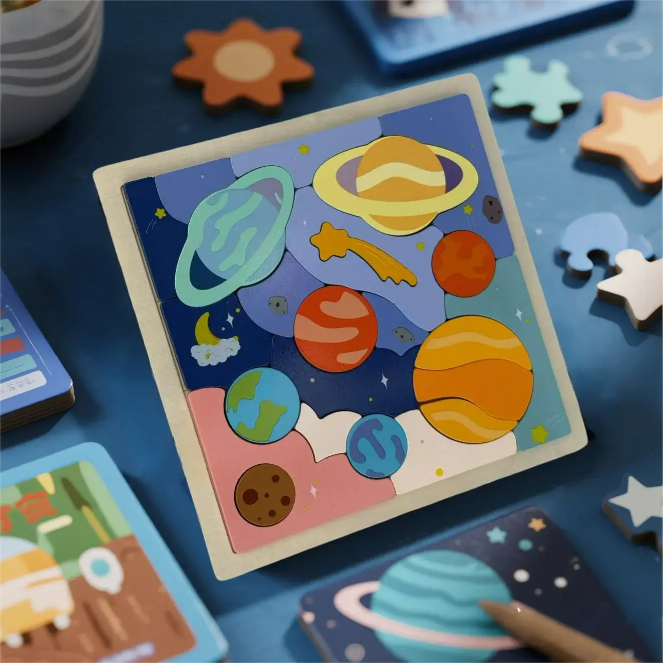 wooden puzzle solar system